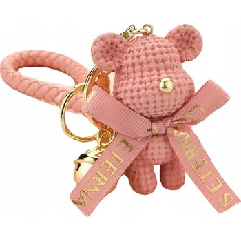 PŘÍVĚSEK NA KLÍČE NA KLÍČE KABELKY BATOHU PŘÍVĚSEK MEDVÍDEK 3D RŮŽOVÁ