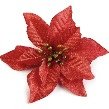 Vánoční dekorace Hvězda vánoční pr.14cm s luxerem sv.črvn. 730633