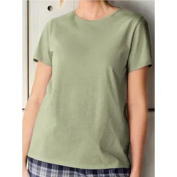 Dámské tričko Sinsay - Tričko basic - olivová - 005CH-81X - 005CH-81X-XXS