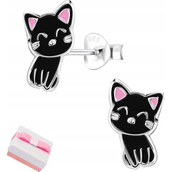 Náušnice STŘÍBRNÉ NÁUŠNICE PRO DÍVKU KOČIČKY ŠROUBOVACÍ ZAPÍNÁNÍ PEcky ZKUŠEBÍ ZNAK 925