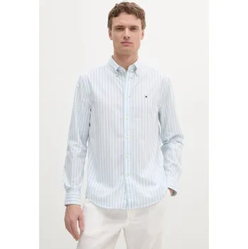 Pánská košile Bavlněná košile Tommy Hilfiger modrá barva, slim, s límečkem button-down, MW0MW39159 50X, vel. XXL