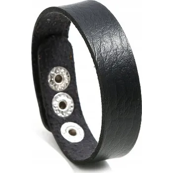 Náramek Jednoduchý nastavitelný kožený náramek v černé barvě 22 cm