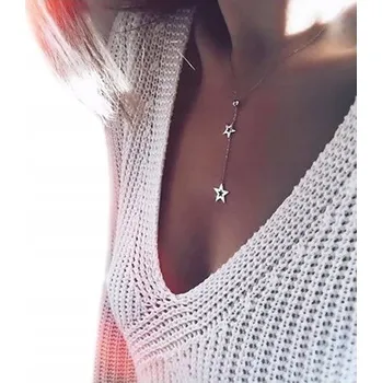 Náhrdelník NÁHRDELNÍK zlatý CELEBRITKA dvě HVĚZDY. JEMNÝ