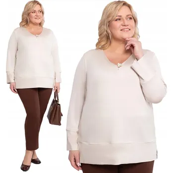 Dámská halenka Béžová halenka s broží 56/58