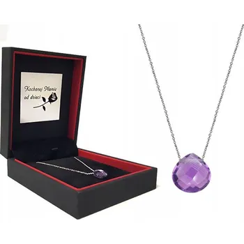 Náhrdelník Stříbrný náhrdelník 925 s ametystem ve tvaru srdce a gravírování