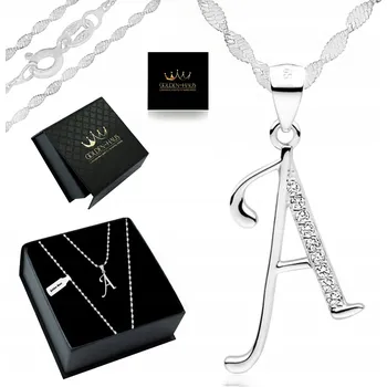 Náhrdelník STŘÍBRNÝ DÁMSKÝ NÁHRDELNÍK S PŘÍVĚSKEM PÍSMENE A, STŘÍBRO 925, DÉLKA 50 CM - PRO ŽENU, MANŽELKU, MAMINKU