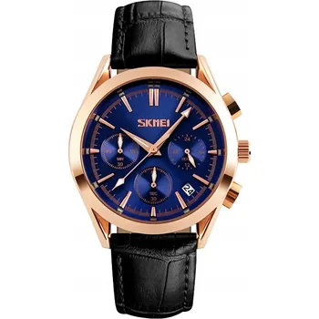 Hodinky Pánské hodinky SKMEI skm.191271b.mn kožený řemínek, chronograf, datumovka