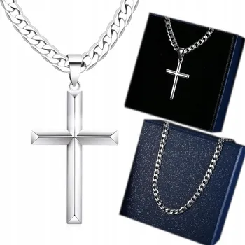 Řetízek ŘETÍZEK z Krzyżykiem Srebrny Męski Krzyż 55cm Pancr + DÁREK