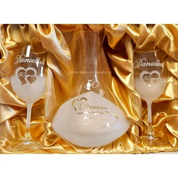 Pískovaná souprava 2+1 karafa ADÉLA - Srdce č.10/B