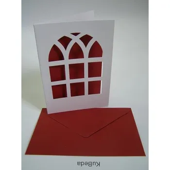 Vánoční přání 10,8 x 15,5 cm - okno - bílá/červená