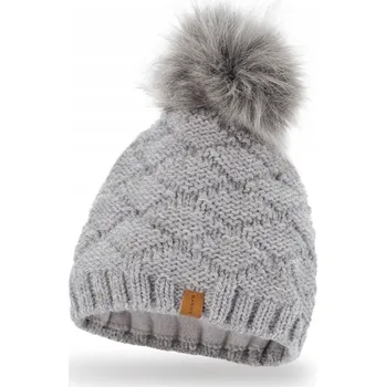 Čepice NANDY Teplá fleecová Čepice s bambulkou, šedá