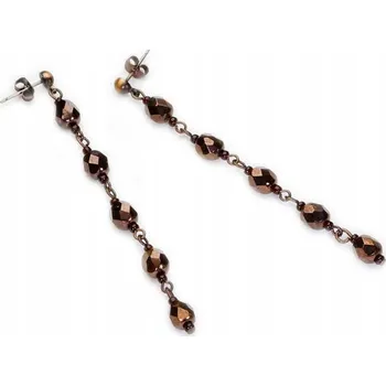 Náušnice Dlouhé hnědé broušené skleněné Náušnice Sklo