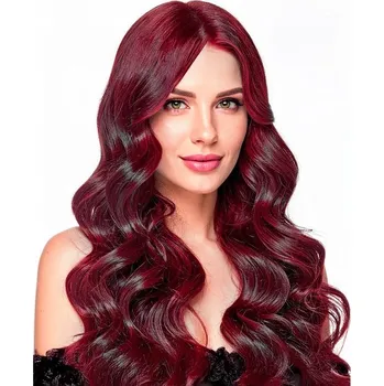 Karnevalová paruka PARUKA TAYLOR BORDOVÁ VLNITÁ DLOUHÁ DÁMSKÁ DOPLŇKY KARNEVAL COSPLAY