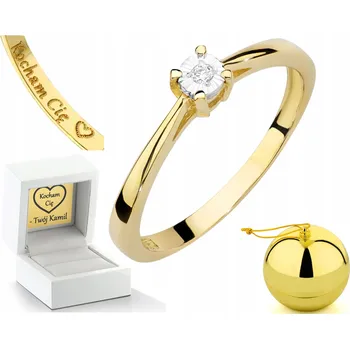 Prsten ZLATÝ PRSTÝNEK S DIAMANTEM GRAVÍROVÁNÍ DÁREK 585