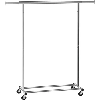 Věšák SONGMICS Věšák na oblečení, stojan na kolečkách 92-132 x 45 x 160cm, stříbrný