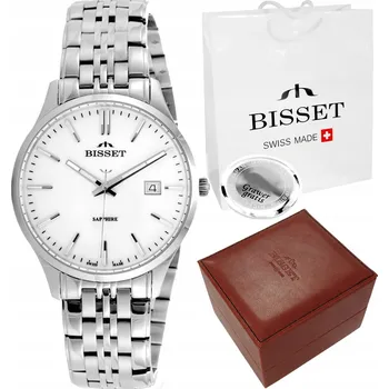 Hodinky Švýcarské pánské hodinky Bisset Safírové sklo s datumovkou + GRAVÍROVÁNÍ