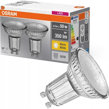 Žárovka LED žárovka reflektor GU10 4,3W = 50W 350lm 2700K Teplá bílá 36° Osram 2 ks