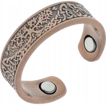 Prsten BLINGART Pánský měděný prsten s motivem stromu a magnety DÁREK nastavitelný