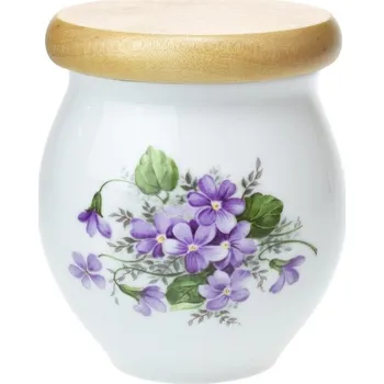 Dóza na potraviny Dóza buclatá 400 ml se dřevěným víčkem "bez nápisu" fialky