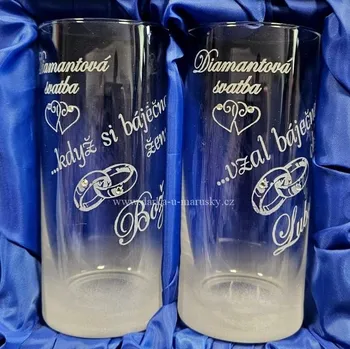 Svatební dekorace Svatební skleničky longovky - Diamantová svatba