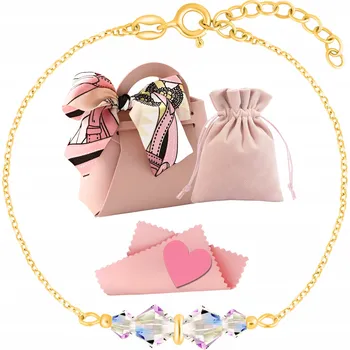 Náramek Zlatý jemný náramek s opalizujícími krystalky stříbro 925 pozlacená