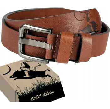 Opasek DZIKI DżINS široký kožený opasek pánský 105 cm hnědý lícová kůže