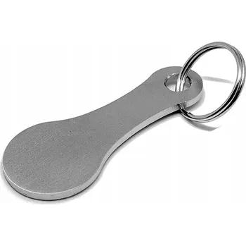 PŘÍVĚSEK NA KLÍČE PŘÍVĚSEK NÁKUPNÍ DO VOZÍKU, NA KABELKU, NA KLÍČE, KOVOVÝ STŘÍBRNÝ