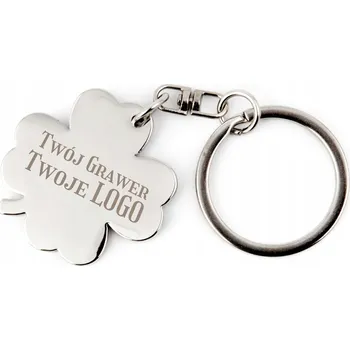 Přívěsek Na Klíče kovový stříbrný čtyřlístek s gravírováním