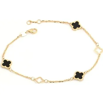 Náramek Dámský zlatý náramek se čtyřlístky ZLNA1276F + Dárek zdarma