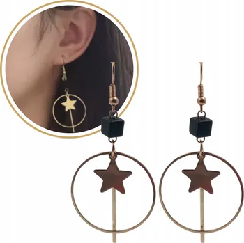 Náušnice Náušnice visací geometrické kovové a dřevěné kruhy hvězdičky lehké