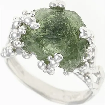 Prsten My Moldavite Stříbrný prsten s přírodním vltavínem 11421-15295 54 mm