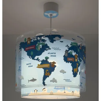 Dětské svítidlo Dalber 40672 - Dětský lustr WORLD 1xE27/15W/230V modrá