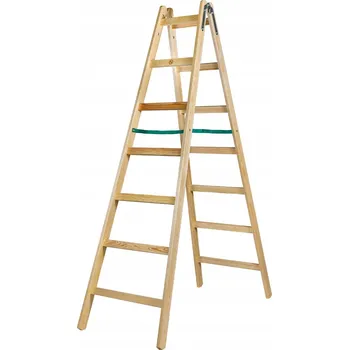 Žebřík BRAKET STANDARDNÍ DŘEVĚNÝ ŽEBŘÍK 2X7 PŘÍČKŮ 211 CM