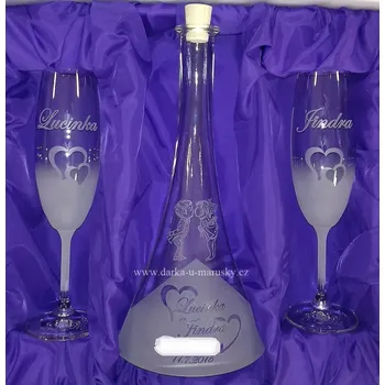 Souprava šperků Svatební souprava-Gala flétny+láhev kónická-Pusinka