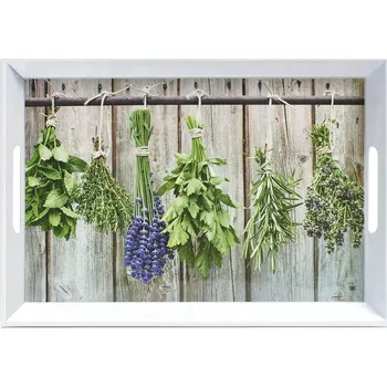 Bílý kuchyňský tác číšnický s motivem levandule 50x35 Zeller