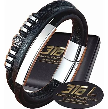 Náramek PÁNSKÝ KOŽENÝ NÁRAMEK OCEL OCEL PREMIUM