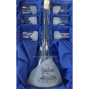 Svatební dekorace Pískovaná velká svatební sada 6 + 1 - Vlnky