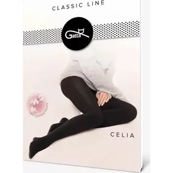 Dámské punčochy Dámské bavlněné punčochové kalhoty CELIA - GATTA černá s šedou 5-XL