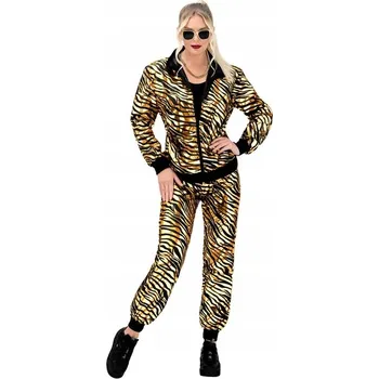 Karnevalový kostým TEPLÁKOVKA METALICKÁ KOSTÝM S TYGŘÍMI PRUHY VELIKOST S