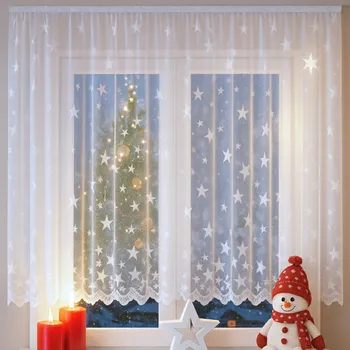 Záclona Záclona Vánoční kometa obšití okrajů 160