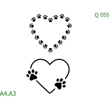 Plastová šablona pro malování - Srdce a věnečky - Srdce z pacek (Q059) - A3 , Nelepící folie