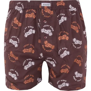 Trenýrky Pánské bavlněné trenky s jemným vzorem kostky Andrie PS 5892 čokoláda velikost XXL-58/60