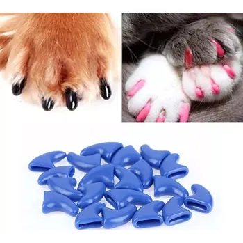 TopTechnology 20 PCS Silikonové měkké chrániče nehtů pro kočky, vel. M (modré)