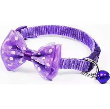 Obojek pro psa TopTechnology Nastavitelný obojek s mašlí a zvonečkem pro kočky a psy (fialový)