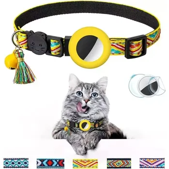 Obojek pro psa TopTechnology Barevný zvonkový třásňový obojek pro Airtag sledovač (žlutý)