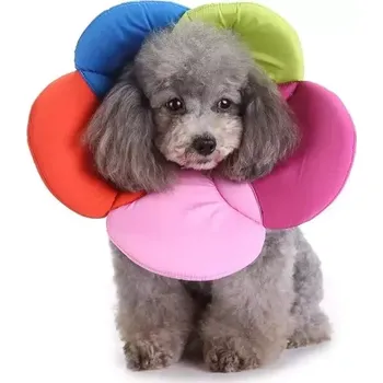 Obojek pro psa TopTechnology Obojek pro psy ochranný květinový, velikost M (duhový)