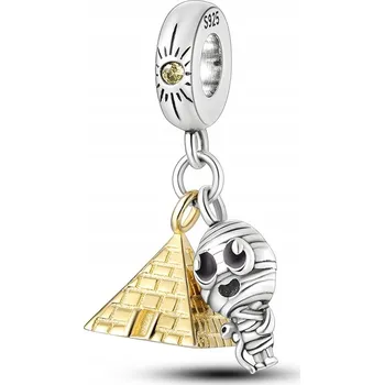 Přívěsek Přívěsek STŘÍBRO 925 Charms Korálek Pyramida a Mumie z Egypta