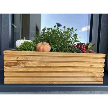 Truhlík Vingo Dřevěný truhlík s plastovou vložkou - světle hnědý, 2. jakost Rozměry (cm): 44 x 20, v. 14