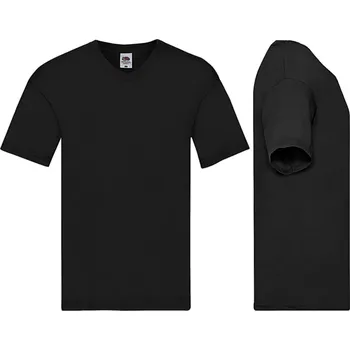 Pánské tričko FRUIT OF THE LOOM TRIČKO s výstřihem do V, černé, XXL
