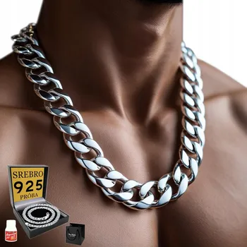 Řetízek GRUBY Stříbrný Řetízek Męski 13mm Pancr STŘÍBRO ryzosti 925 + DÁREK